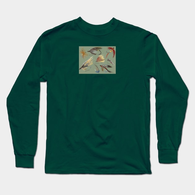 Fly Fishing with Hand Tied flies! Long Sleeve T-Shirt by Salzanos
